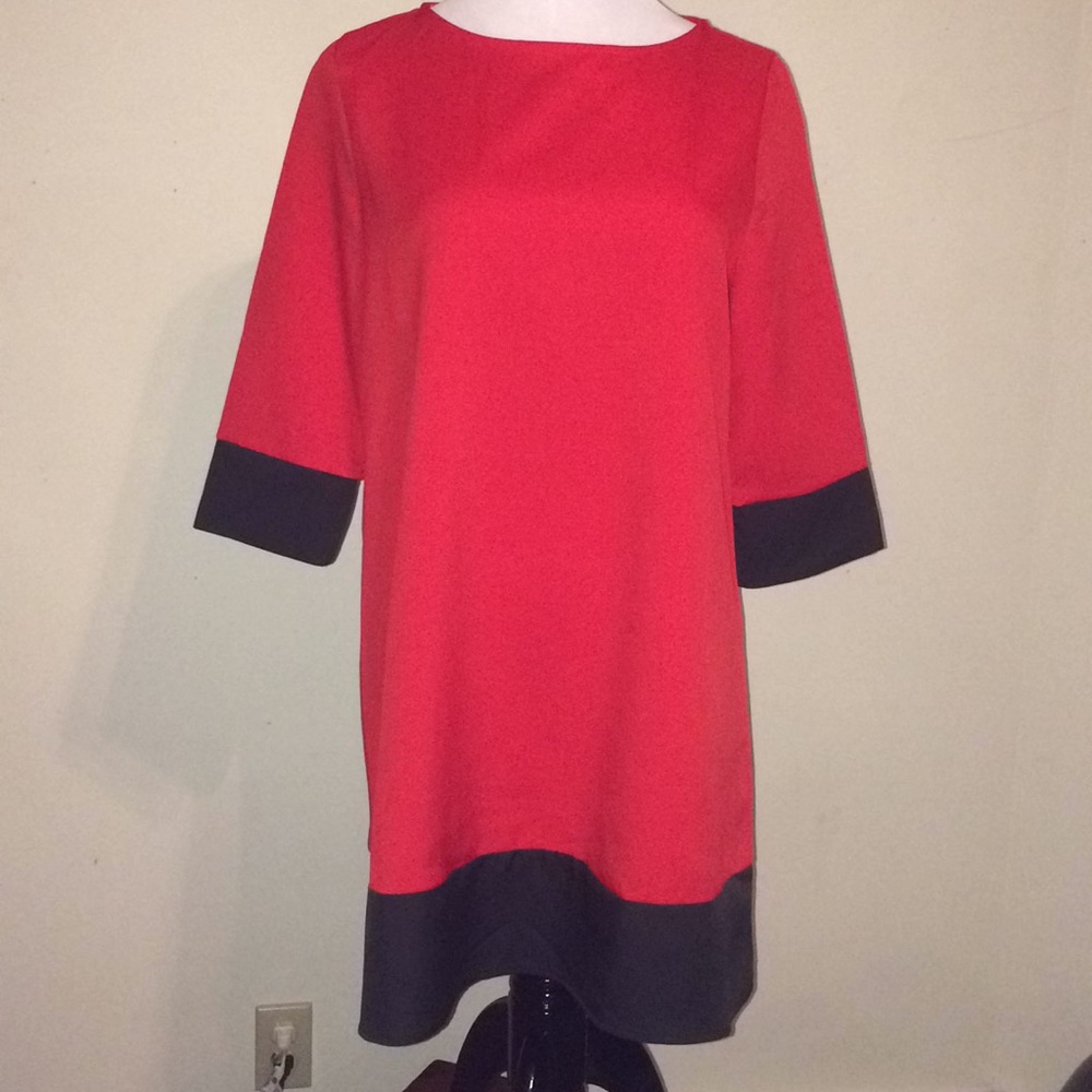 Red & black long sleeve dress from Shein